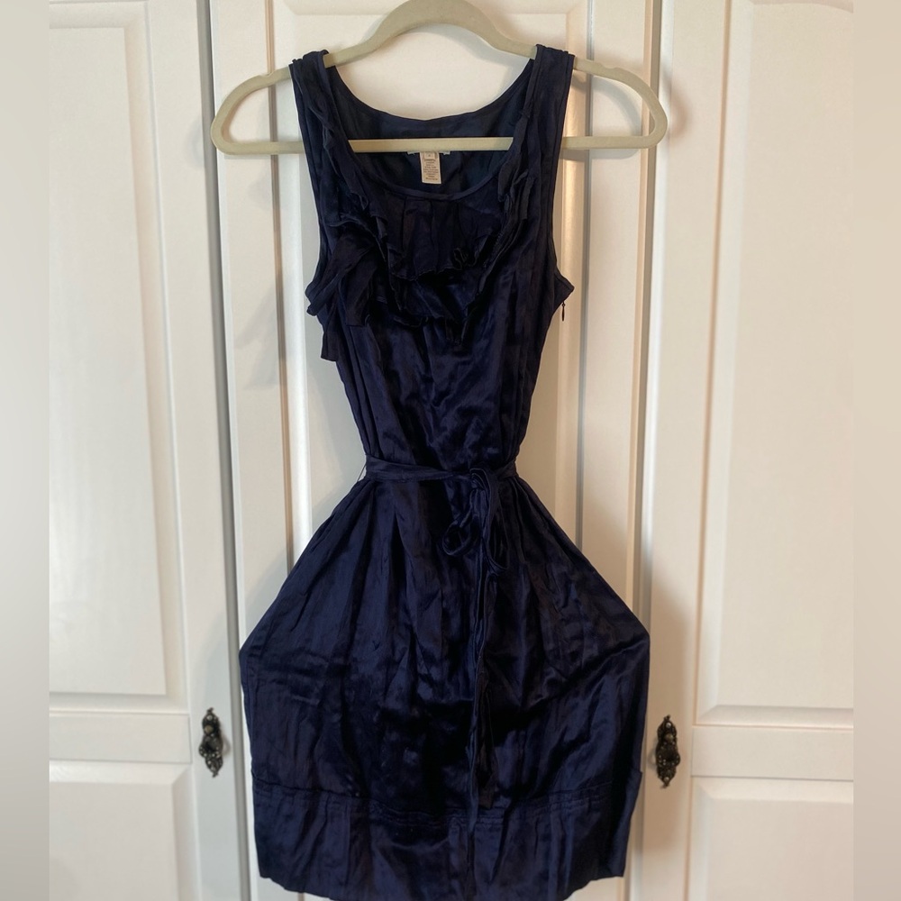 Silk J. Crew Dress in Navy Blue